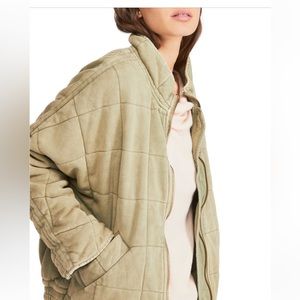 Free People Dolman Sleeve Quilted Knit Jacket XL in Moss